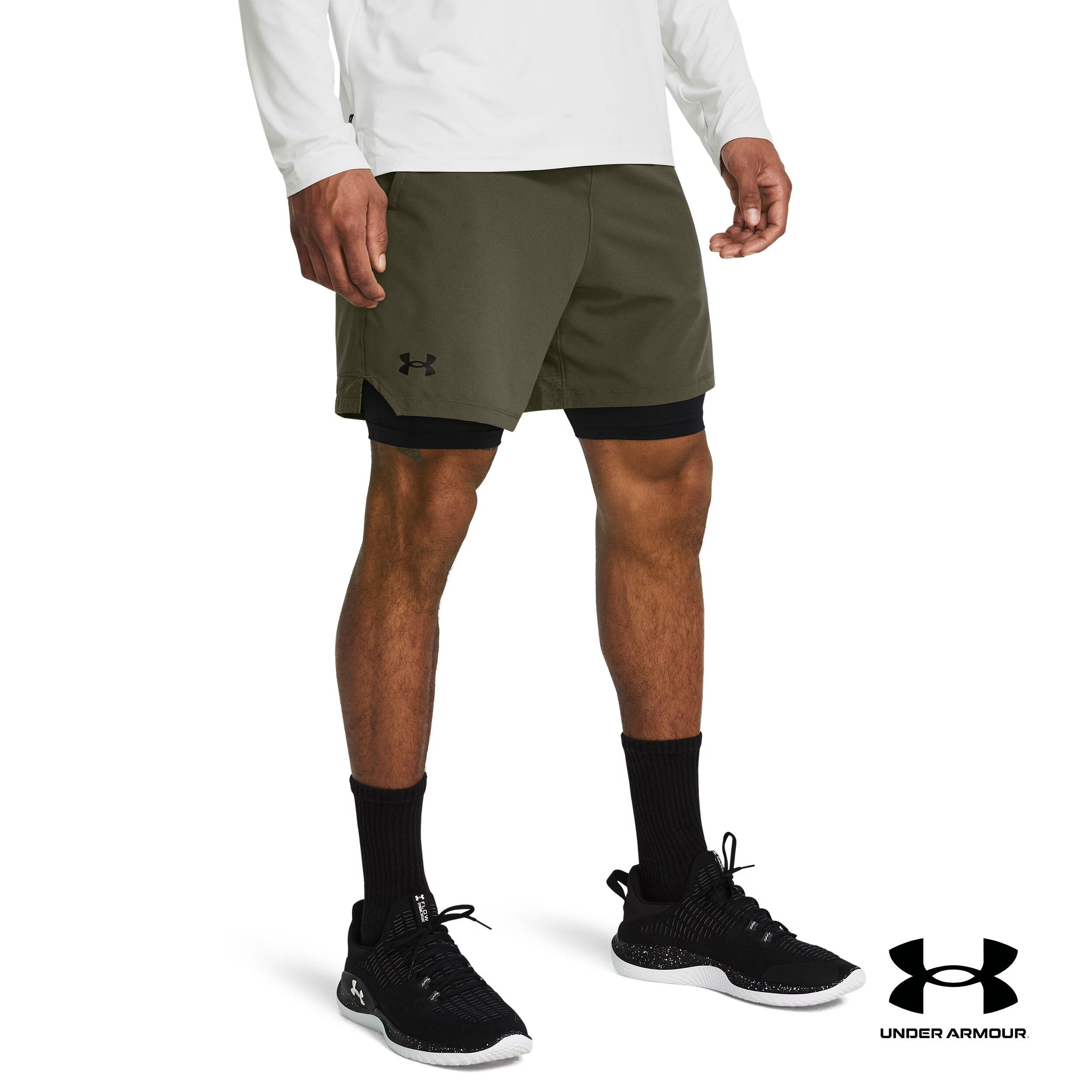 Under Armour Men's UA Vanish Woven 2-in-1 Shorts - GREEN (390) · v3