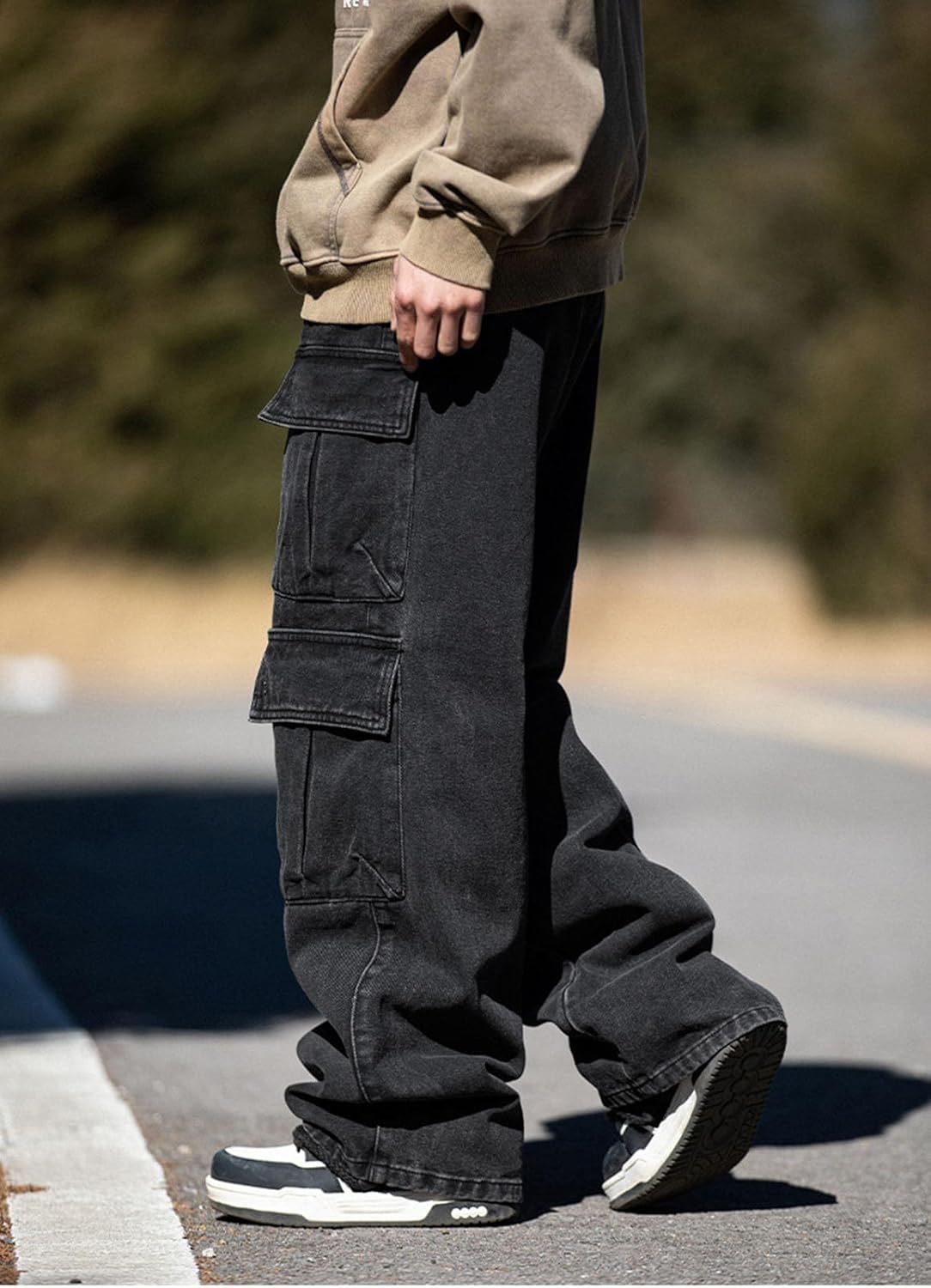 Baggy cargojeans voor heren, tieners en jongens, casual, losse jeans met klepzakken, Y2k, spijkerbroek, hiphop, streetwear uit de jaren 90