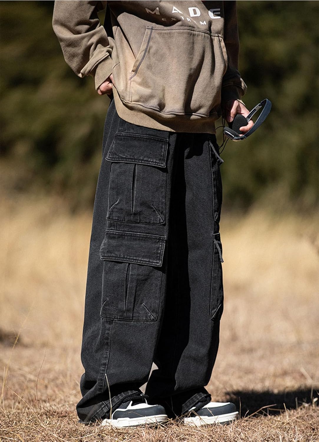 Baggy cargojeans voor heren, tieners en jongens, casual, losse jeans met klepzakken, Y2k, spijkerbroek, hiphop, streetwear uit de jaren 90