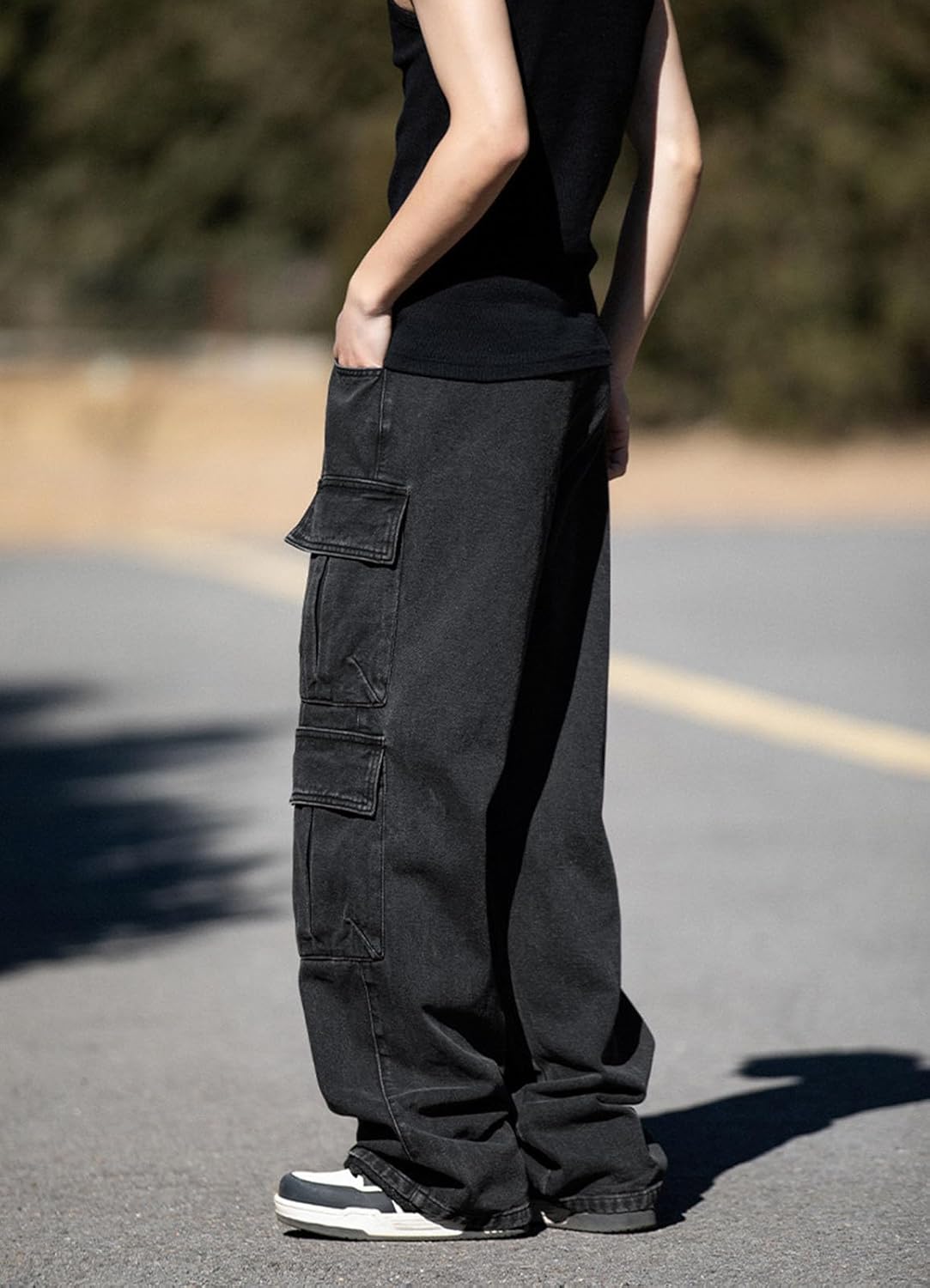 Baggy cargojeans voor heren, tieners en jongens, casual, losse jeans met klepzakken, Y2k, spijkerbroek, hiphop, streetwear uit de jaren 90