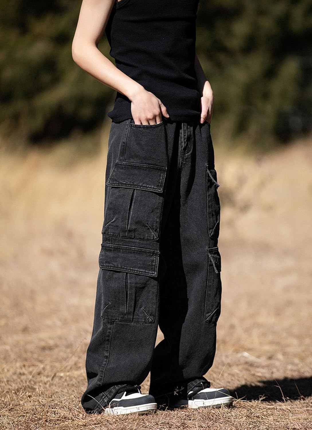 Baggy cargojeans voor heren, tieners en jongens, casual, losse jeans met klepzakken, Y2k, spijkerbroek, hiphop, streetwear uit de jaren 90