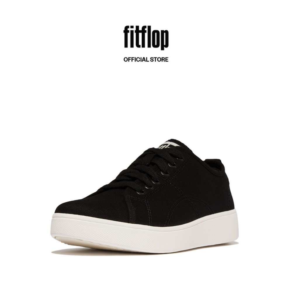 FitFlop RALLY Women's Canvas Sneakers - Black/Cream (JG7-687) · v6