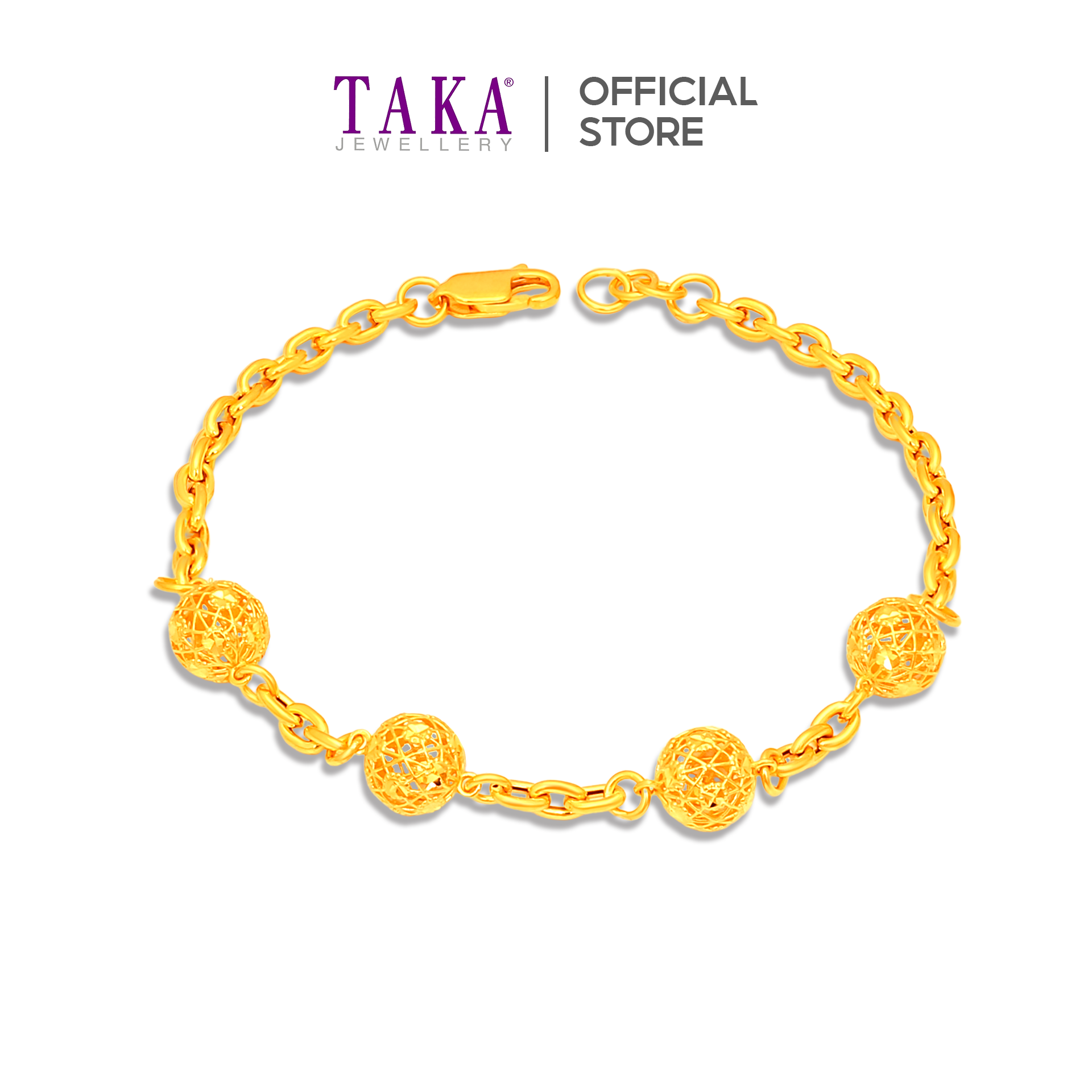 TAKA Jewellery Filigree Bead 916 Gold Bracelet · v9