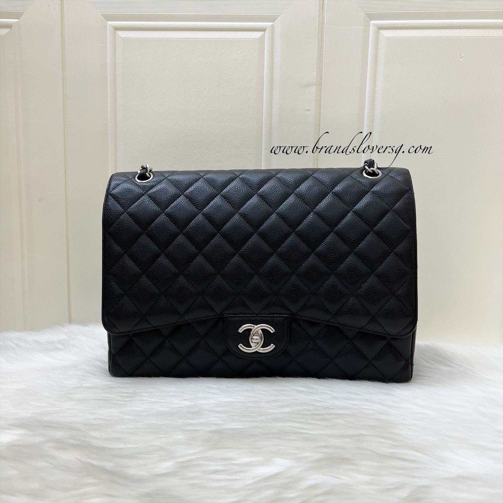 Chanel Maxi Classic Flap DF in Black Caviar and SHW