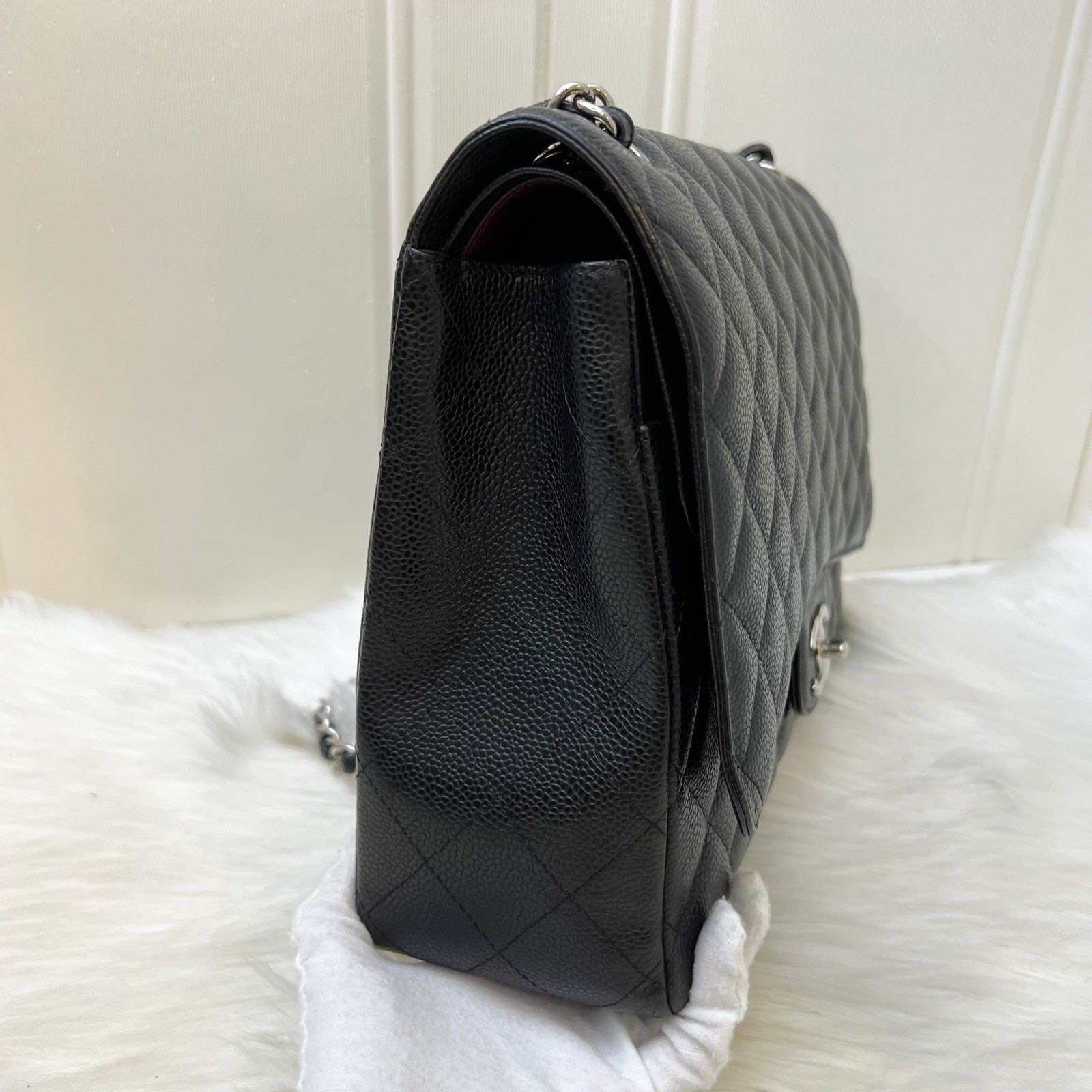 Chanel Maxi Classic Flap DF in Black Caviar and SHW · v10