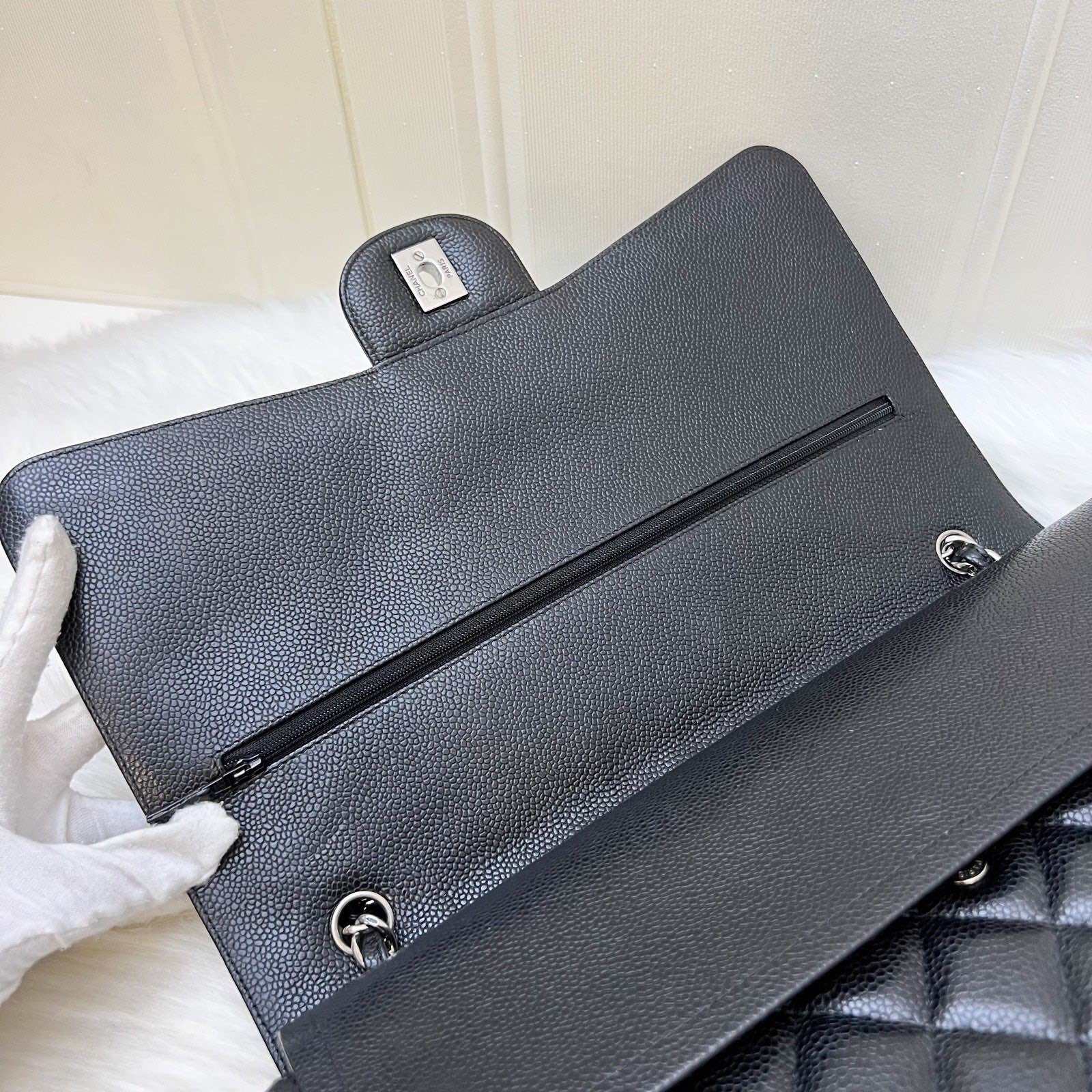 Chanel Maxi Classic Flap DF in Black Caviar and SHW · v10