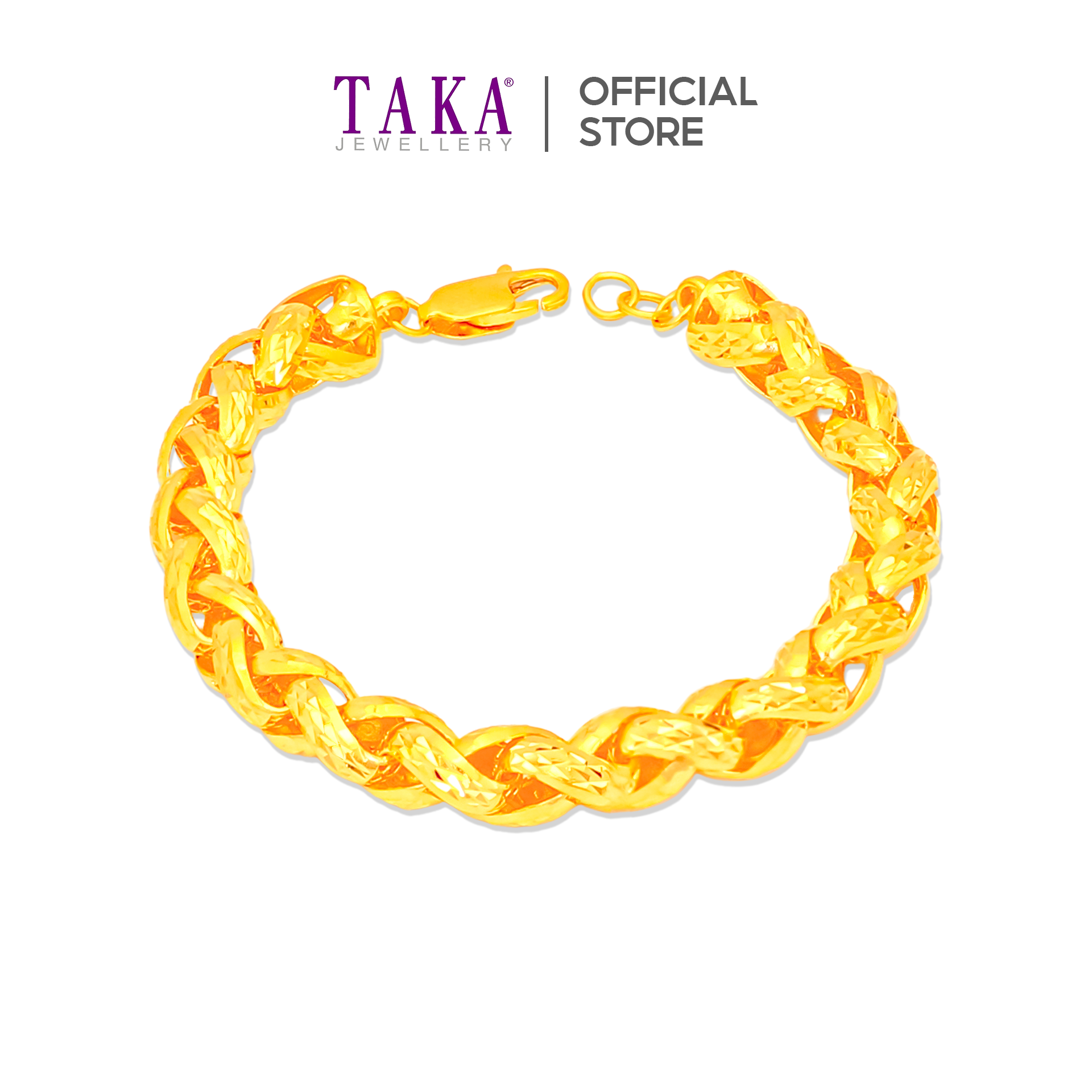 TAKA Jewellery Braided Link 916 Gold Bracelet