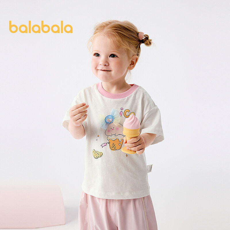balabala Baby T Shirt Children Top Girl Clothing Boy Short Sleeve 2025 New Spring Summer Sweet Trendy · v8