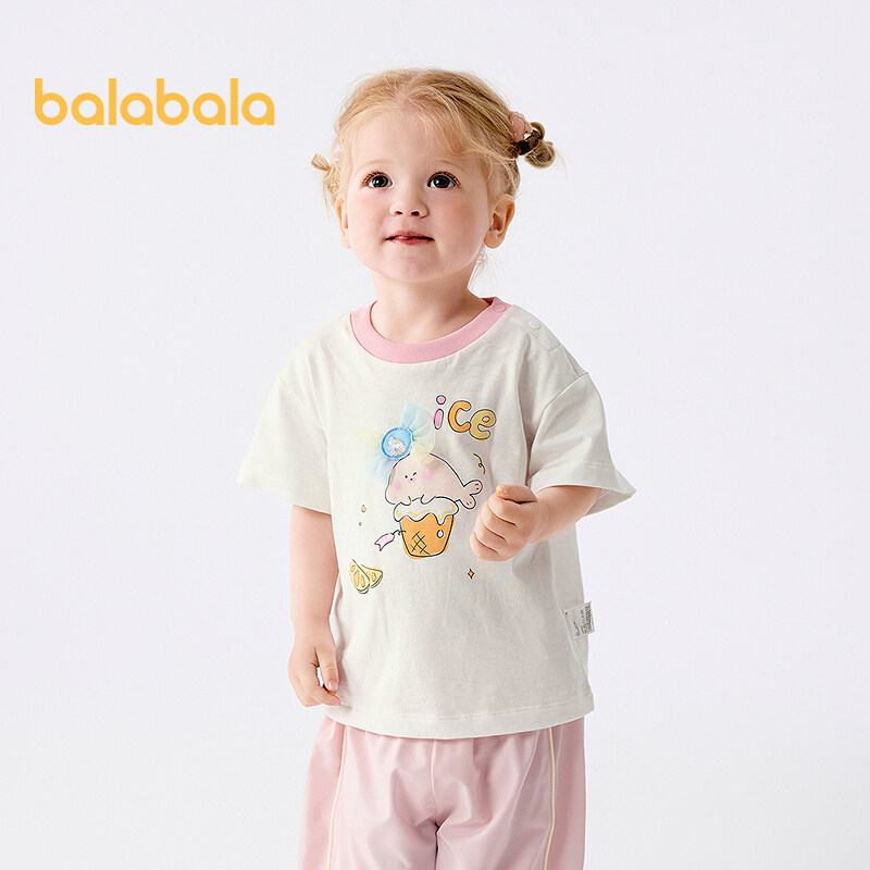 balabala Baby T Shirt Children Top Girl Clothing Boy Short Sleeve 2025 New Spring Summer Sweet Trendy · v8