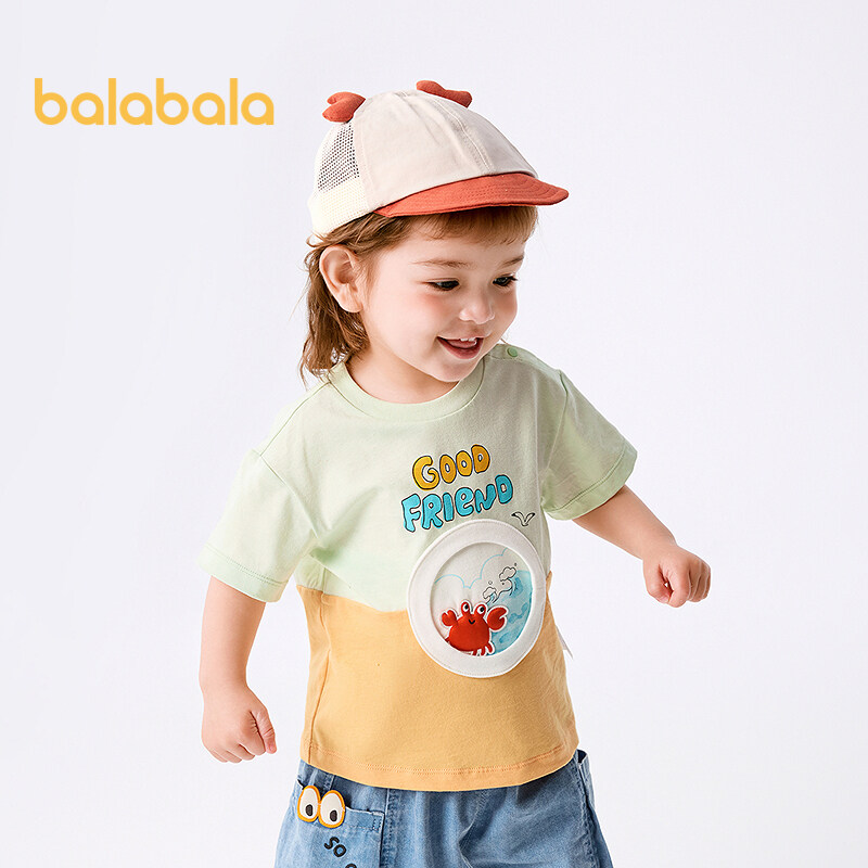 balabala Baby T Shirt Children Top Girl Clothing Boy Short Sleeve 2025 New Spring Summer Sweet Trendy · v8