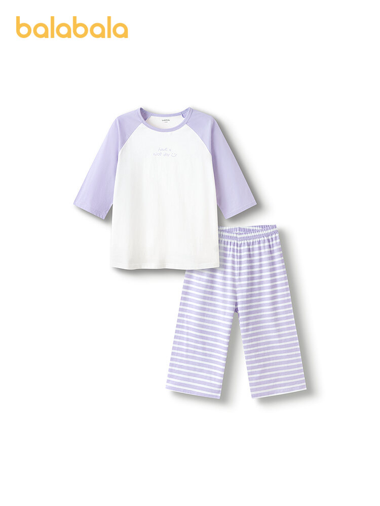 balabala Children Pajama Set Summer Thin Air Conditioning Clothing For Boy And Girl Home Clothing Little And Big Kids Parentchild Matching