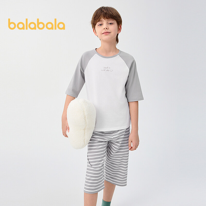 balabala Children Pajama Set Summer Thin Air Conditioning Clothing For Boy And Girl Home Clothing Little And Big Kids Parentchild Matching