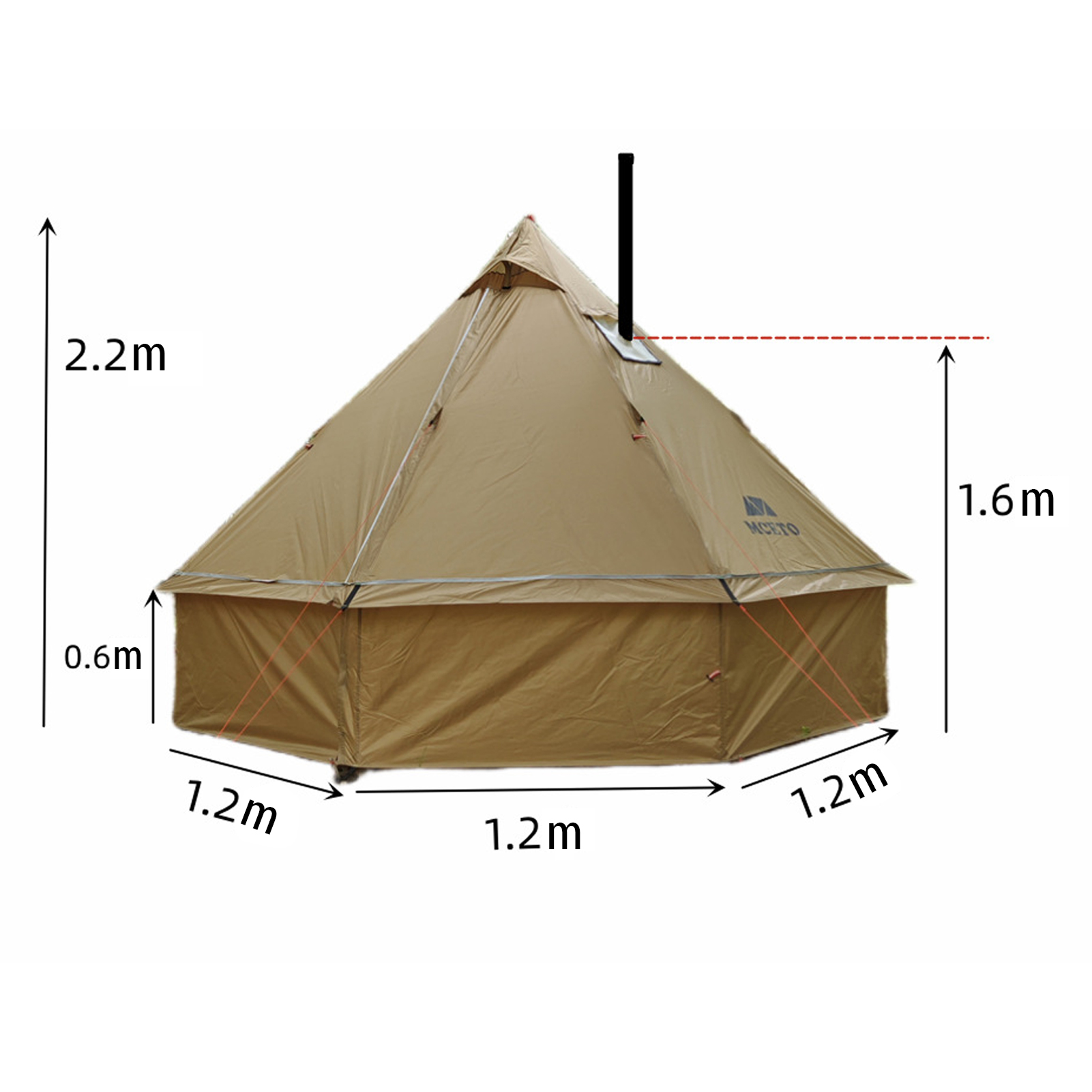 TOMSHOO People Tipi Tent With Stove Pyramid With 2-4 Stove · v3