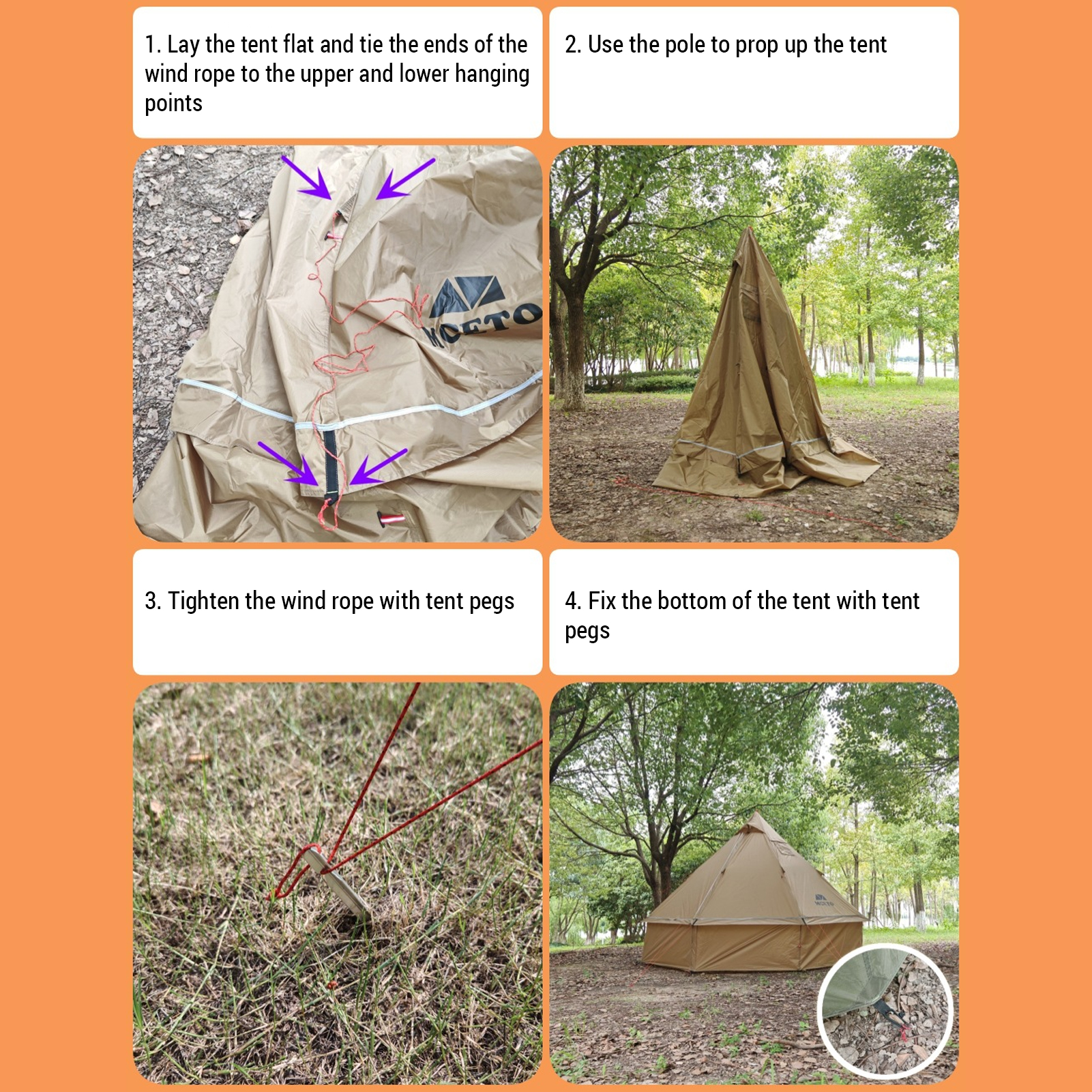 TOMSHOO People Tipi Tent With Stove Pyramid With 2-4 Stove · v3