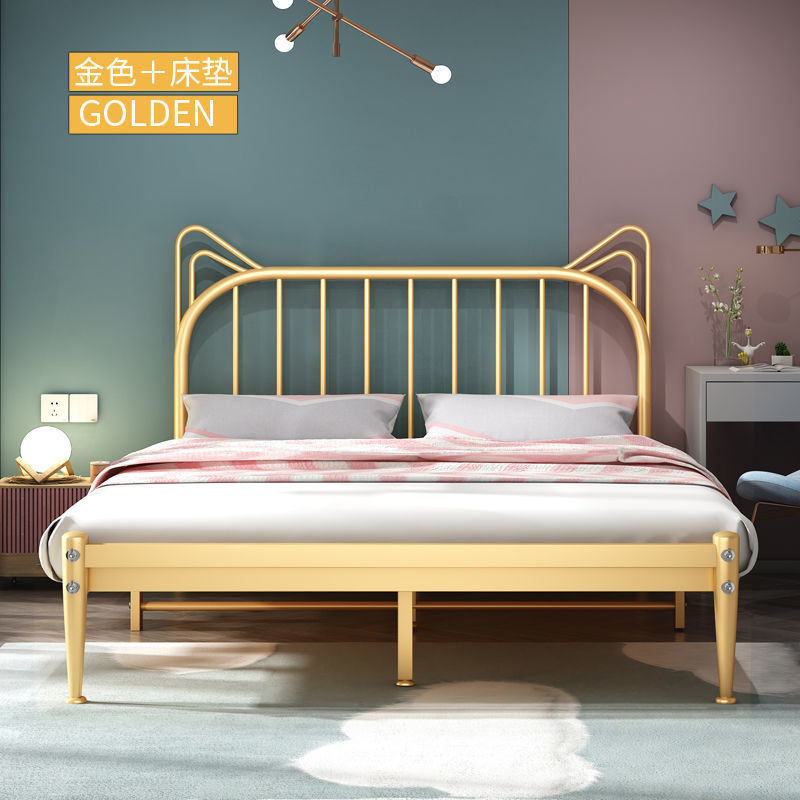 Iron Bed Double Bed Cat Ear Styling Width 1-1.8m Iron Bed Floating Bed Frame/tatami Bed Frame Bed Frame With Mattress · v2