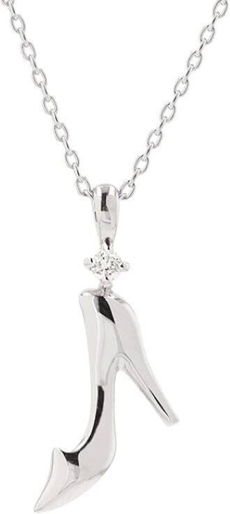 [Disney] Cinderella Princess Pendant Necklace 10K White Gold Diamond Popular Glass Slipper OPCDS20228 from Japan ZZZ TKZ · v9