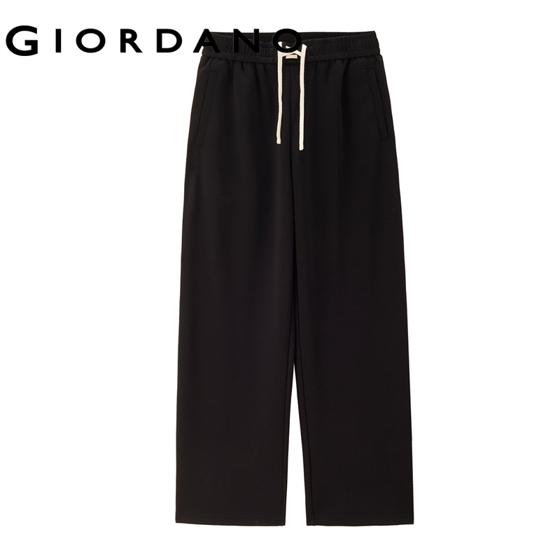 Giordano Women Drawstring elastic waist wide leg pants Free Shipping 18415507 · v3