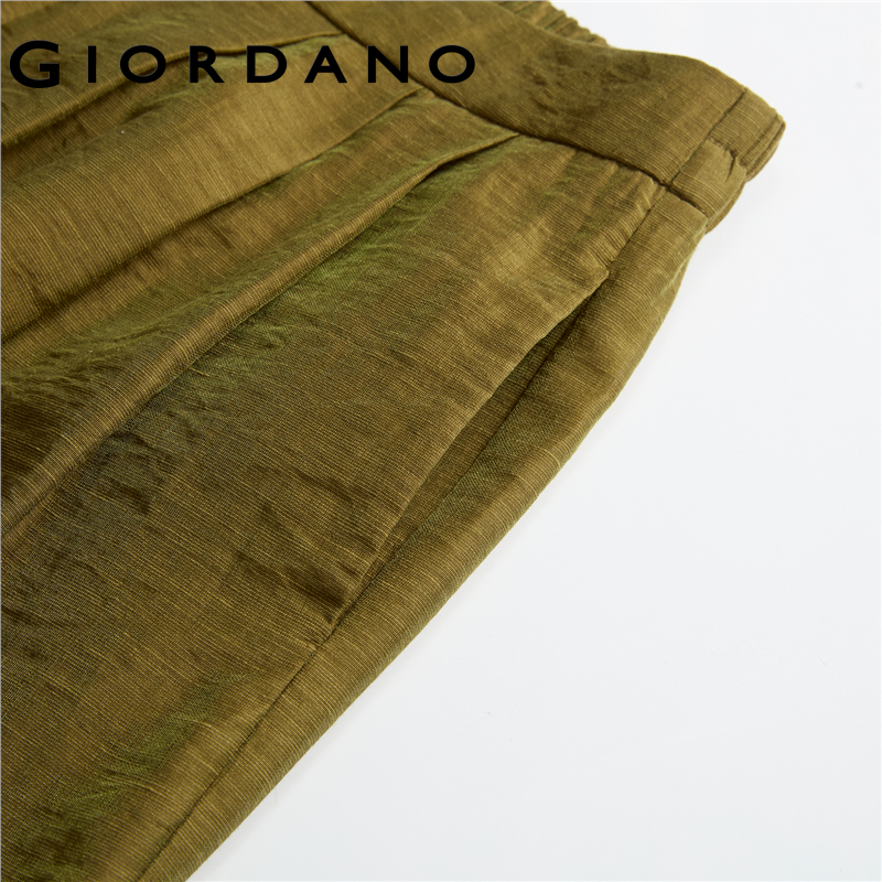 Giordano Women Slub texture half elastic waist pants Free Shipping 18415904