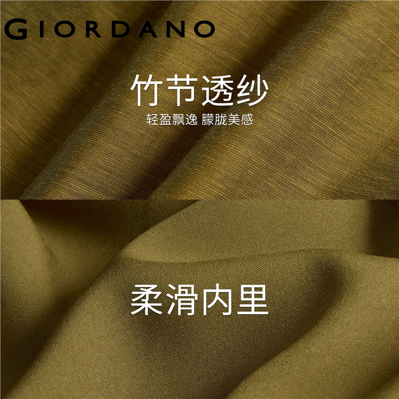 Giordano Women Slub texture half elastic waist pants Free Shipping 18415904