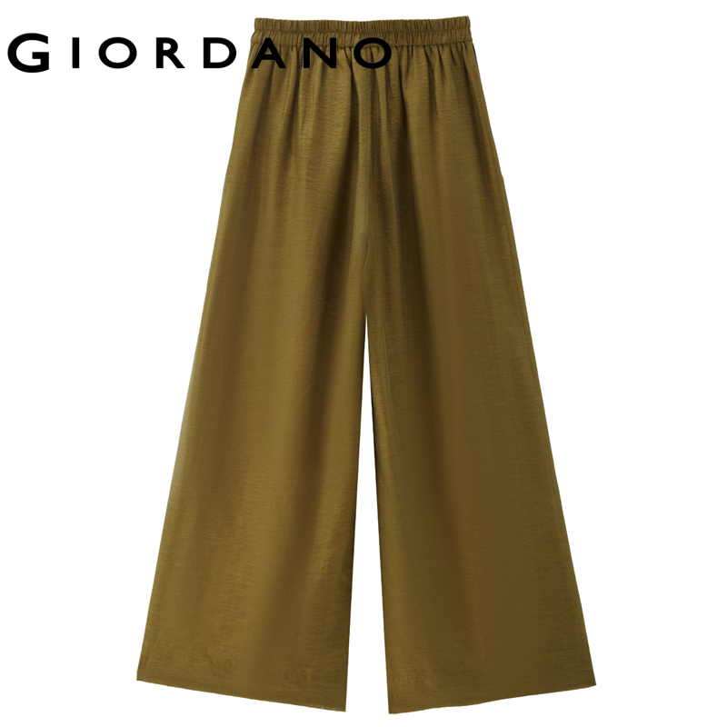 Giordano Women Slub texture half elastic waist pants Free Shipping 18415904