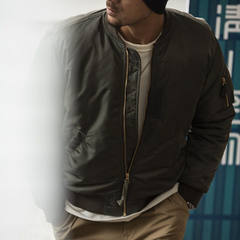 Madden Workwear   American R Army Green MA-1 Short Flight Jacket Warm Thick Cotton Coat for Men Trendy · v4