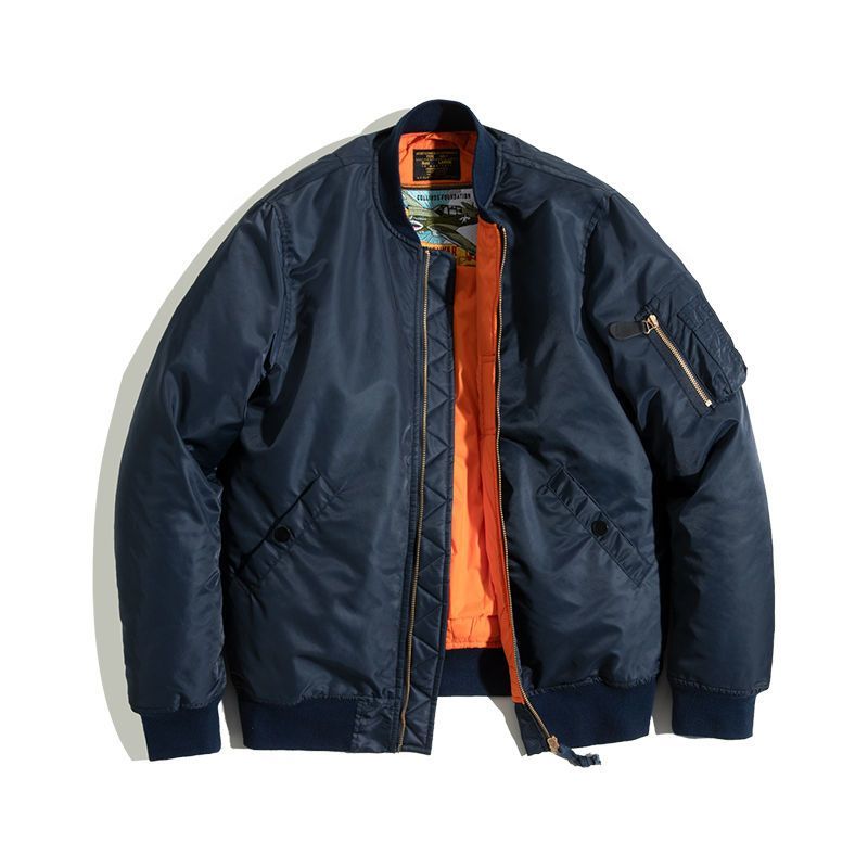 Madden Workwear   American R Army Green MA-1 Short Flight Jacket Warm Thick Cotton Coat for Men Trendy · v4