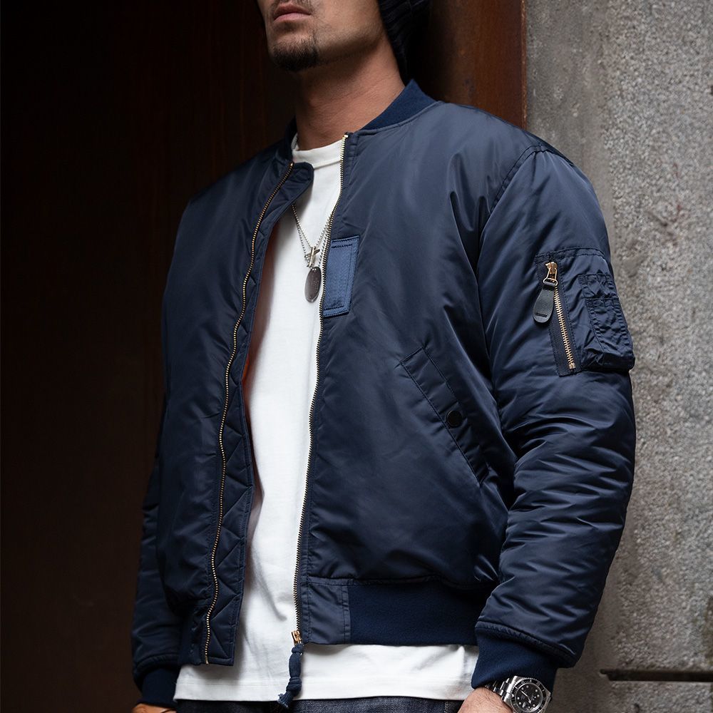 Madden Workwear   American R Army Green MA-1 Short Flight Jacket Warm Thick Cotton Coat for Men Trendy · v4