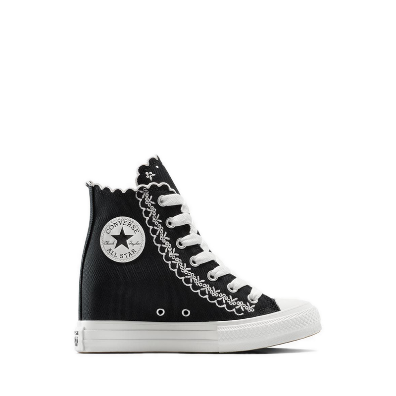 Converse CTAS Wedge Platform Embroidered Flowers Women's Sneakers - Black/Vintage White/Pale Petal · v6