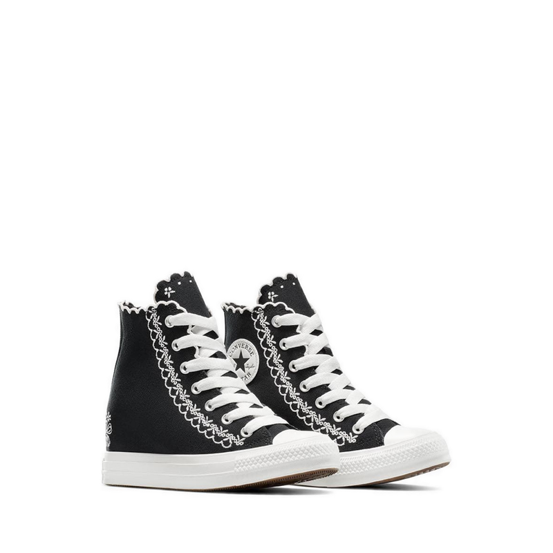 Converse CTAS Wedge Platform Embroidered Flowers Women's Sneakers - Black/Vintage White/Pale Petal · v6