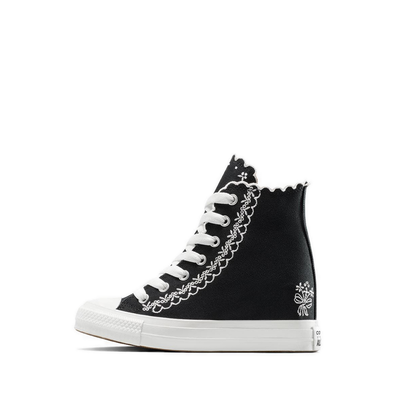 Converse CTAS Wedge Platform Embroidered Flowers Women's Sneakers - Black/Vintage White/Pale Petal · v6