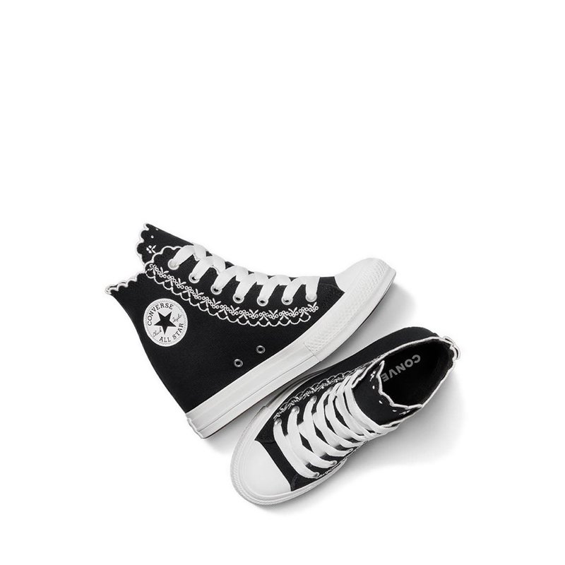 Converse CTAS Wedge Platform Embroidered Flowers Women's Sneakers - Black/Vintage White/Pale Petal · v6