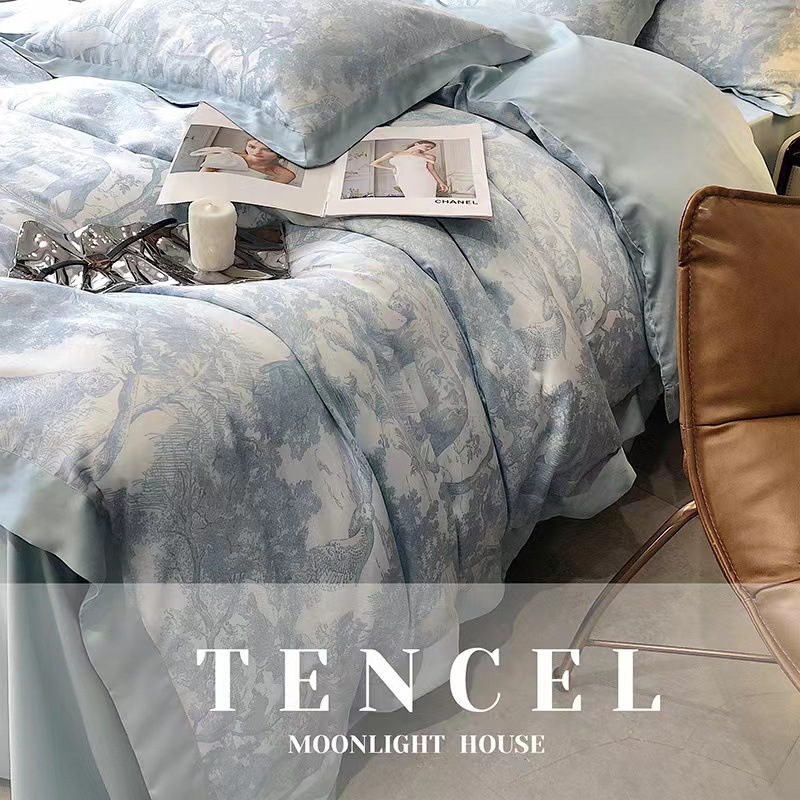 Home Textile Bedding Set 100% Tencel Quilt Duvet Cover Flat Sheet Pillowcases Comforter Bed ens Queen King U.B · v4
