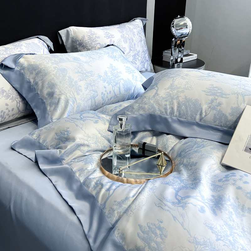Home Textile Bedding Set 100% Tencel Quilt Duvet Cover Flat Sheet Pillowcases Comforter Bed ens Queen King U.B · v4