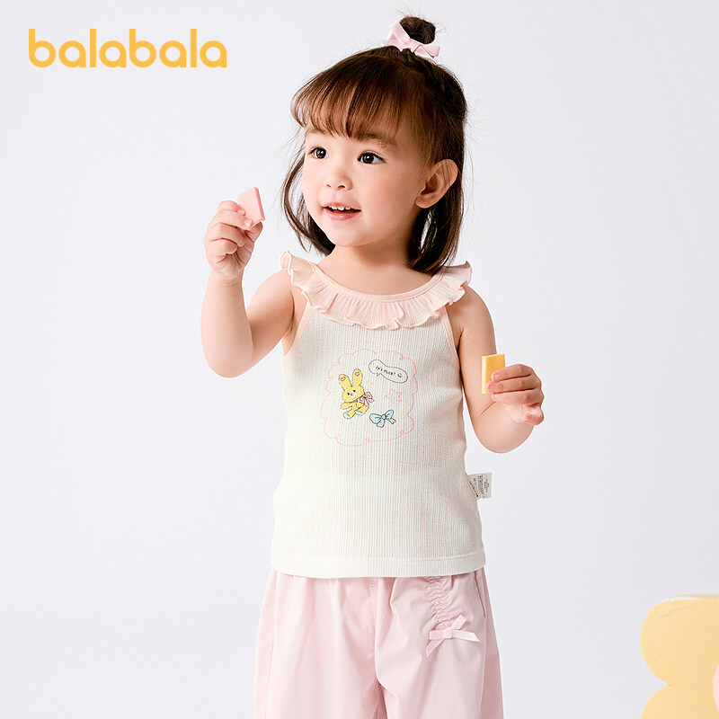 balabala เสื้อกั๊กเด็กผู้หญิง ฤดูร้อน บาง เสื้อคลุมกันหนาว เสื้อใหม่ 2025 หวาน ละเอียดอ่อน แฟชั่น น่ารัก