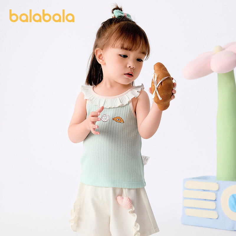 balabala Baby Vest Girl Summer Thin Outerwear Top 2025 New Sweet Delicate Fashionable Cute · v4