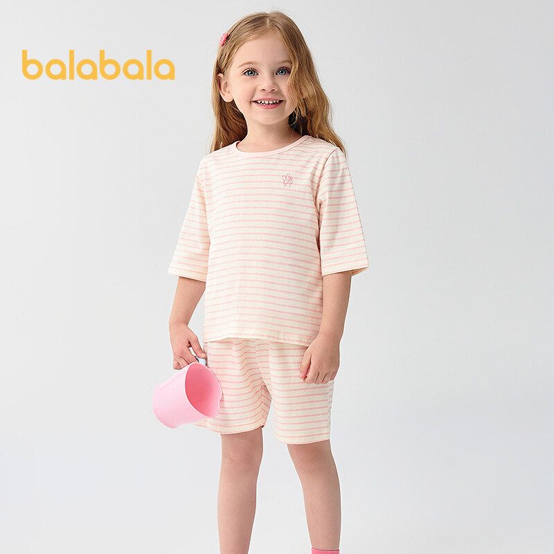 balabala Children Pajama Set Boy Girl Home Clothing Air Conditioning Summer New Pure Cotton Suit