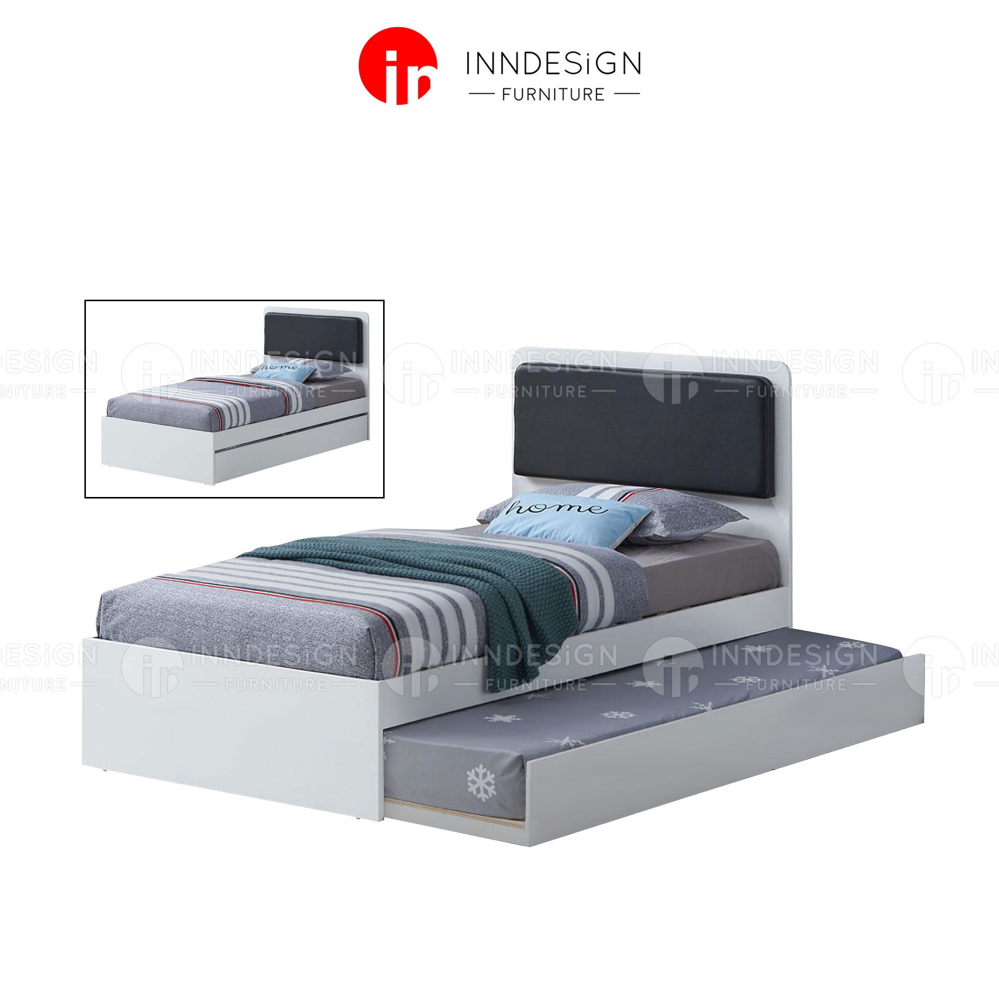 [INNDESIGN.SG] MyROII Katı Ahşap Yatak Tek Kişilik/Süper Tek Kişilik Yatak Çerçevesi, Tekli Çekme Yataksız (Tamamen Montajlı ve Ücretsiz Teslimat)