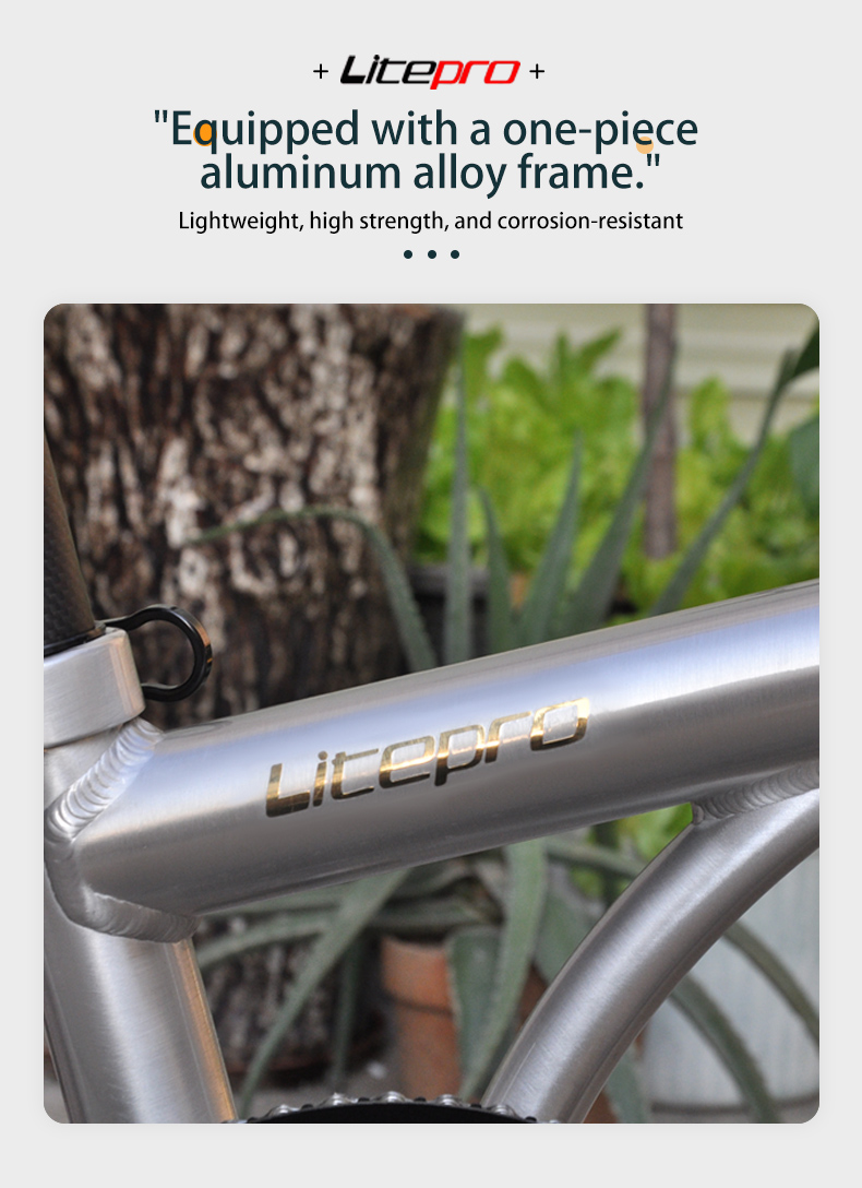 Litepro จักรยานพับ 16 นิ้ว 9 สปีด S9 อะลูมิเนียมอัลลอย จักรยานพับสามพับสไตล์ย้อนยุคสำหรับผู้ใหญ่ พกพาสะดวก