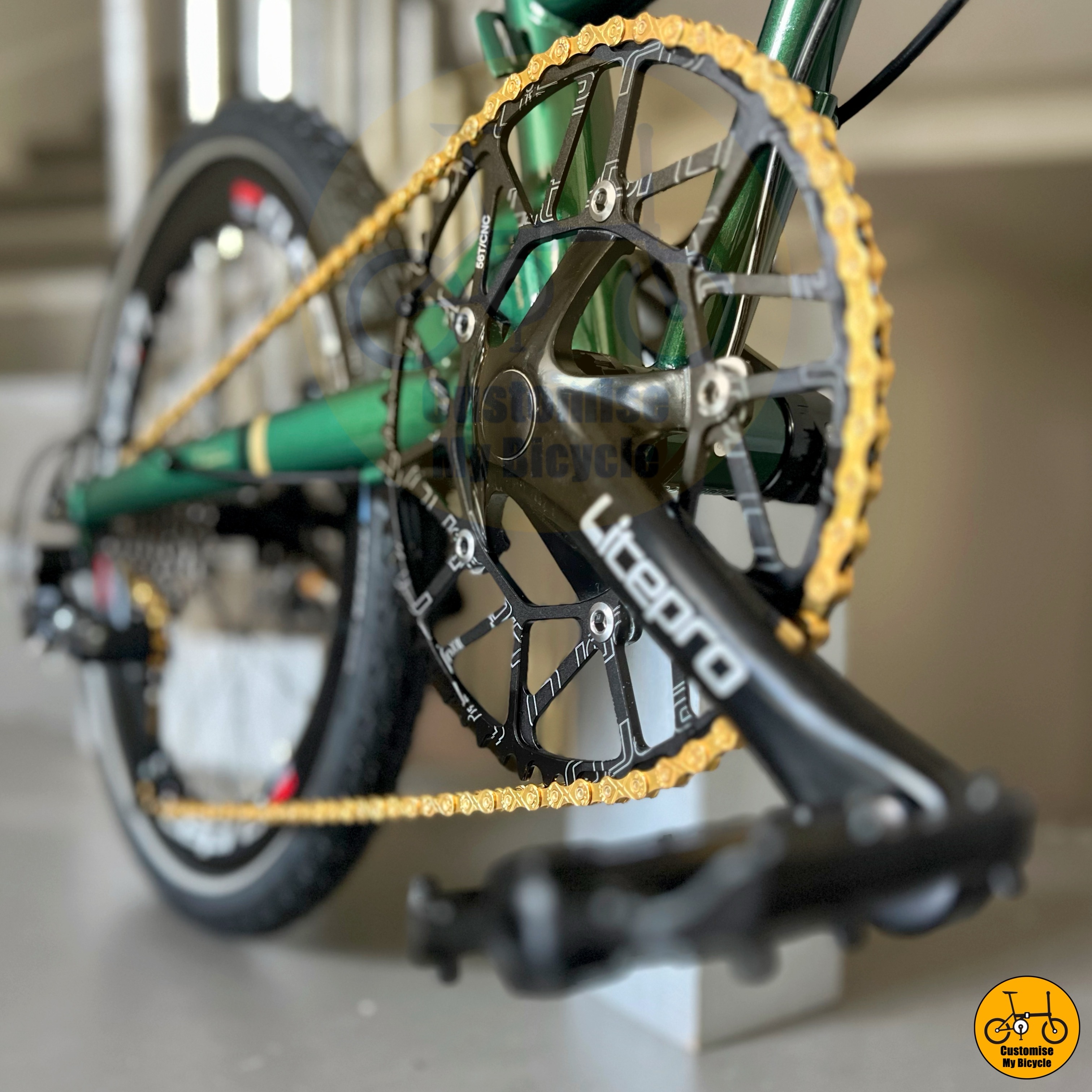 Fnhon Gust 20-calowy rower składany Shimano 9-biegowa lekka rama Schwalbe Marathon Opony zielone