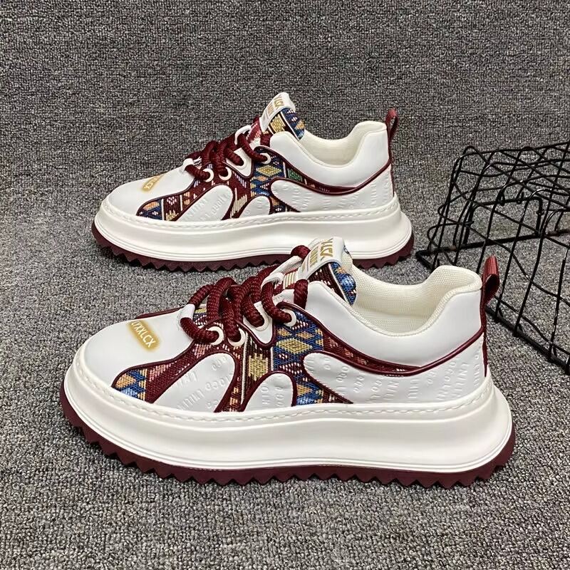 Men's Thick Sole Breathable Casual Shoes Color Block Design Summer Leisure Dad Shoes Increased Height Trendy Fashion Sneakers · v8