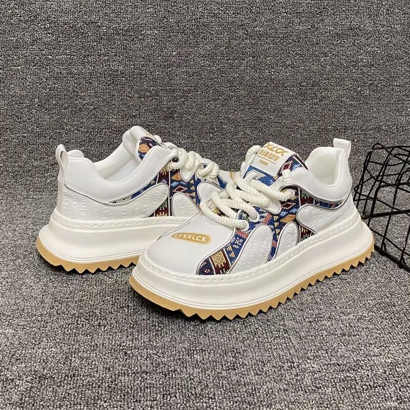 Men's Thick Sole Breathable Casual Shoes Color Block Design Summer Leisure Dad Shoes Increased Height Trendy Fashion Sneakers · v8