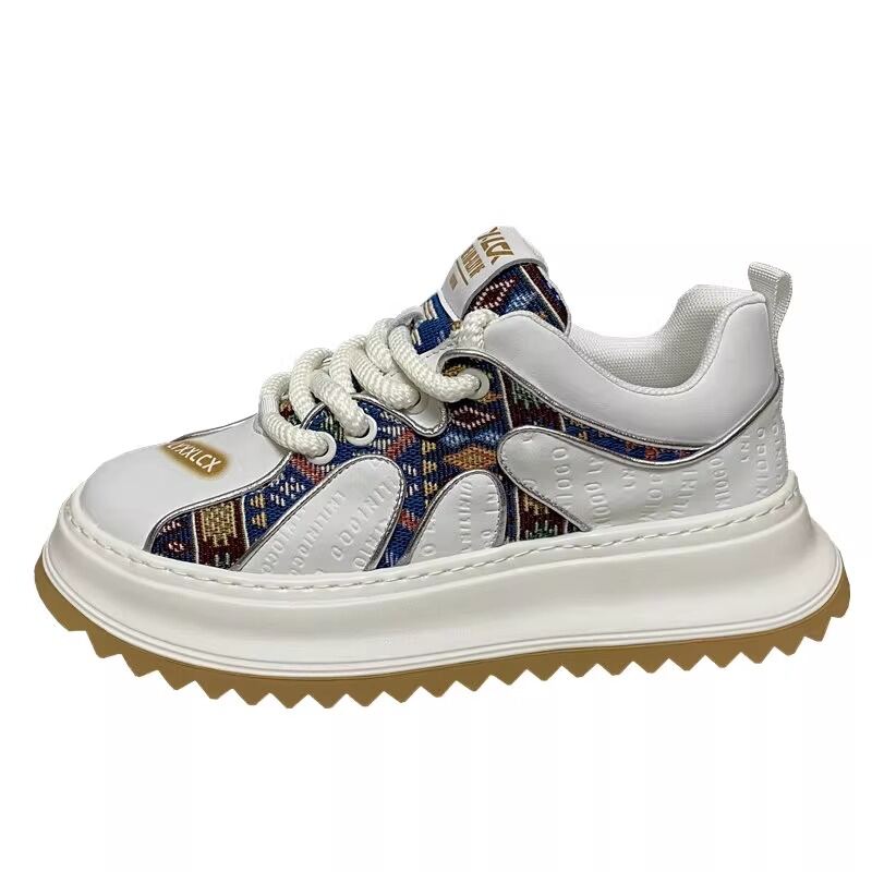 Men's Thick Sole Breathable Casual Shoes Color Block Design Summer Leisure Dad Shoes Increased Height Trendy Fashion Sneakers · v8