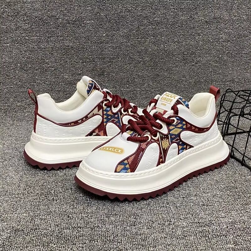 Men's Thick Sole Breathable Casual Shoes Color Block Design Summer Leisure Dad Shoes Increased Height Trendy Fashion Sneakers · v8