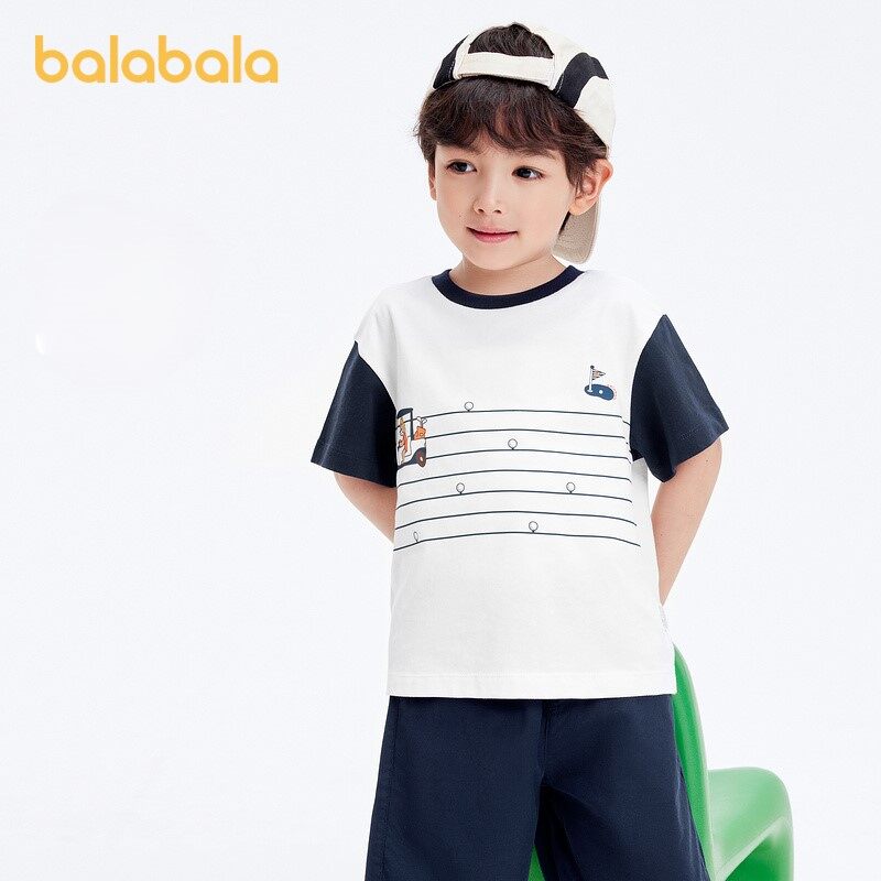 balabala Children Short Sleeve T-Shirt Cotton Inner Wear Boy Baby Summer Casual Top Trendy · v2