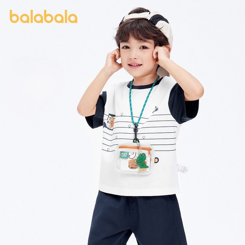 balabala Children Short Sleeve T-Shirt Cotton Inner Wear Boy Baby Summer Casual Top Trendy · v2