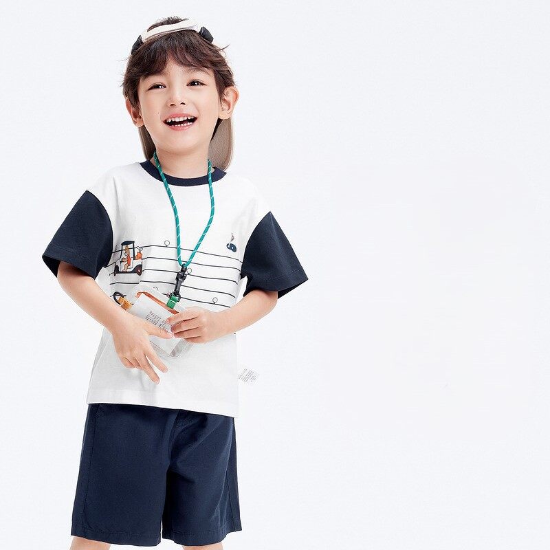 balabala Children Short Sleeve T-Shirt Cotton Inner Wear Boy Baby Summer Casual Top Trendy · v2