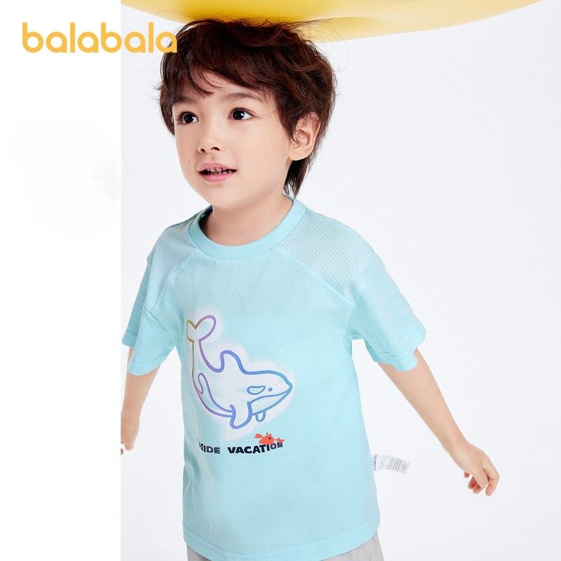 balabala Children Boy Short Sleeve T-Shirt New Style Printed Cotton Summer Wear · v2