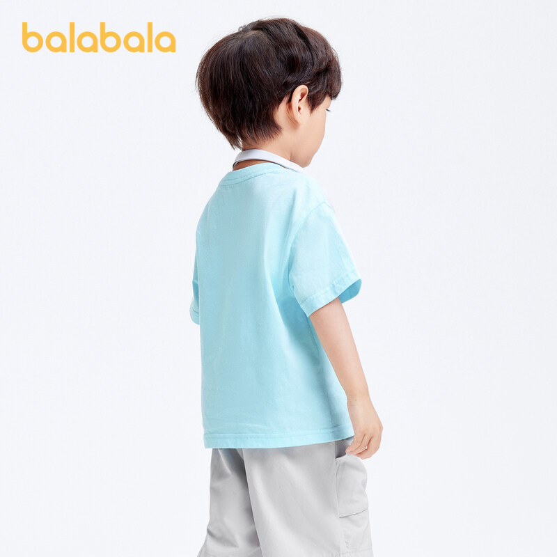 balabala Children Boy Short Sleeve T-Shirt New Style Printed Cotton Summer Wear · v2