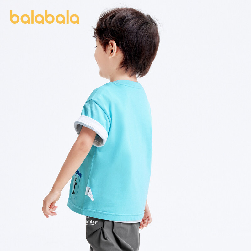 balabala Children Short Sleeve T-Shirt Boy Top Cartoon Dinosaur Print Summer Wear Little Children Trendy · v2