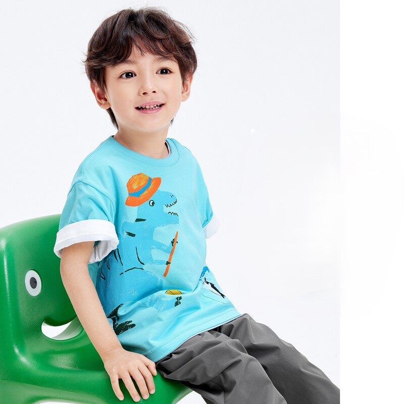 balabala Children Short Sleeve T-Shirt Boy Top Cartoon Dinosaur Print Summer Wear Little Children Trendy · v2
